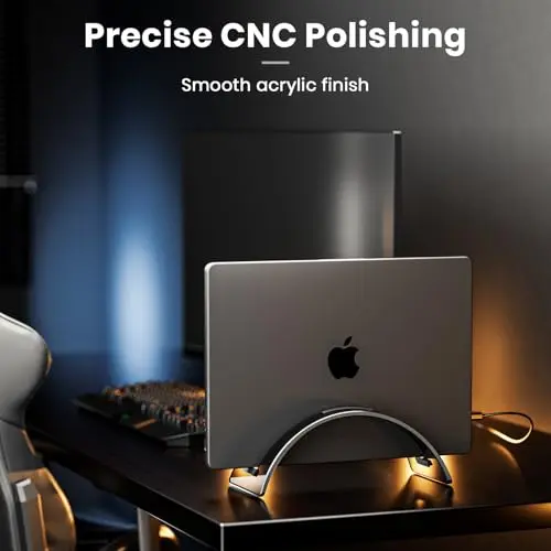 Yikola Vertical Laptop Stand for Desk, Vertical Laptop Hoder Space-Saving Organizer for All MacBook, Laptop Stand Acrylic Invisible Desktop Notebook Dock-Black… 6