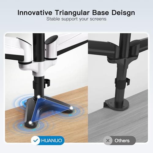 HUANUO Triple Monitor Stand - Full Motion Articulating Monitor Mount Fit Three 17 to 32 inch LCD Computer Screens with Clamp, Grommet Kit 5