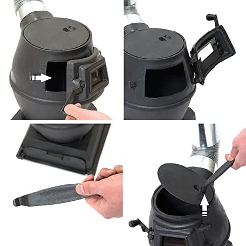 Thickened Cast Iron Rural Heating Stove,View Window,Smokeless Cooker For Tent, Indoor, Villa,Shelter, Heating,daily cooking,BBQ,S 6