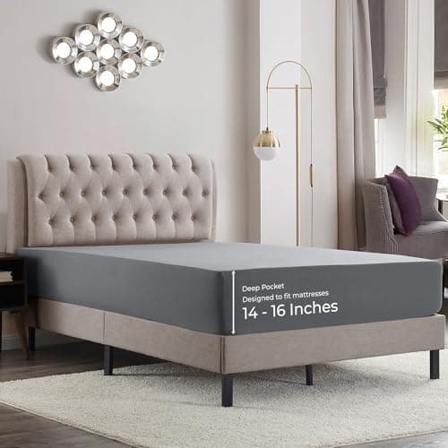 Empyrean King Fitted Sheet - Deep Pocket, Fits 14-16 Inch Mattress, Ultra Soft Microfiber, Fade & Wrinkle Resistant, Shrinkproof, Durable Sheet, Charcoal Grey