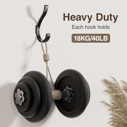 jockcaras Large Wall Hooks for Hanging Coat/Backpack - 5.4'' Huge 40LBS Heavy Duty Hanger Wall Mount Screw in, for Towel, Closet, Robe, Bag, Outdoor, Black 4 Pack 5