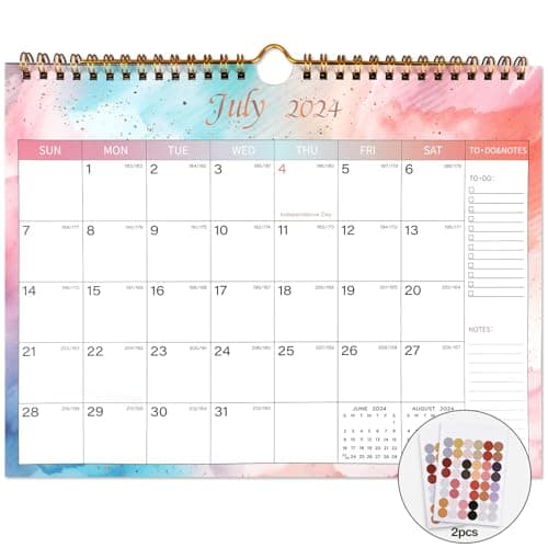Calendar 2023-2024 - 18 Monthly Wall Calendar 2023-2024 from July 2023 to December 2024, 11 x 8.5 Inches.Thick Paper with Julian Dates and Block for New Year and Christmas Presents (2024-2025 wall calendar colorful)