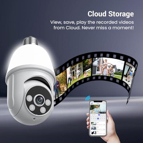 HubFlashy 1080P Light Bulb Security Camera, 2.4GHz WiFi Only, 2-Way Talk, Color Night Vision, AI Human Detection for Indoor/Outdoor Home Security (with LED Bulb), Cloud Storage Sold Separately 6