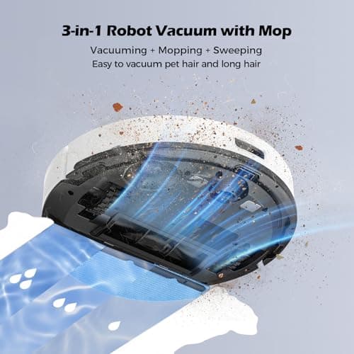 Lubluelu 3 in 1 Robot Vacuum and Mop Combo,4500Pa Robot Vacuum with Mapping,LiDAR Navigation,5 Maps,24 No-Go Zones, WiFi/App/Alexa,Self-Charging,Vacuum Robot for Pet Hair,Carpet,Hard Floor,SL68W 8