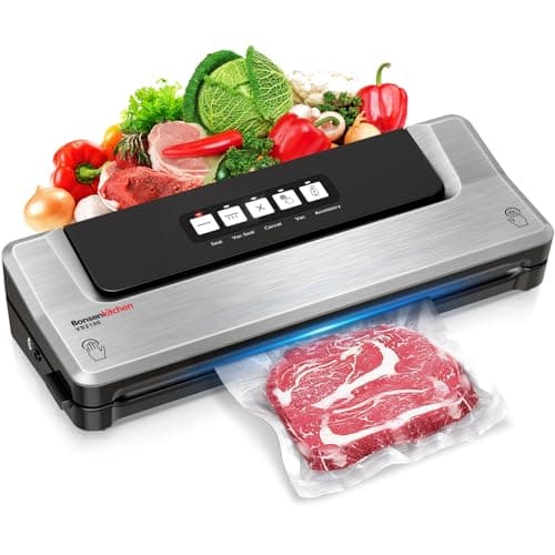 Bonsenkitchen Vacuum Sealing Machine, Compact Food Vacuum Sealer Machine with Kit Bags, Suitable for Sous Vide & Preventing Freezer Burns, Silver