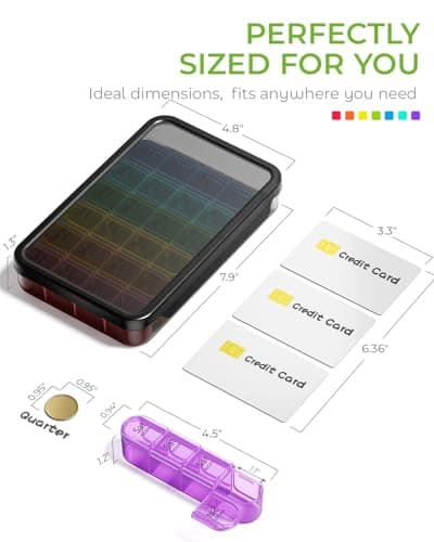 Odaro Weekly Pill Organizer 4 Times a Day, BPA Free Daily Pill Box 7 Day, Large Travel Pill Case with 28 Compartment to Hold Medicine, Vitamin and Supplement 8