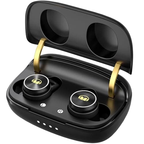 Monster Clarity 101Plus AirLinks Wireless Earbuds, Bluetooth 5.3 in-Ear Headphones with Charging Case, Stereo Earphones Deep Bass Sound, 28H Long Playtime, Water Resistant Design for Sports.