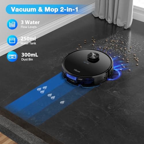 Tikom Robot Vacuum and Mop Combo L9000 Plus, Self-Emptying, 60-Day Capacity, LiDAR Navigation, Home Mapping, 4000Pa,150Min Max, Schedule, Wi-Fi/App, Robotic Vacuum Cleaner for Pet, Hard Floors, Carpet 6