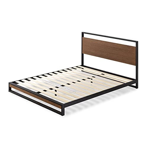 ZINUS Suzanne 37 Inch Metal and Wood Platform Bed Frame / Solid Wood & Steel Construction / No Box Spring Needed / Wood Slat Support / Easy Assembly, Chestnut Brown, Queen 8