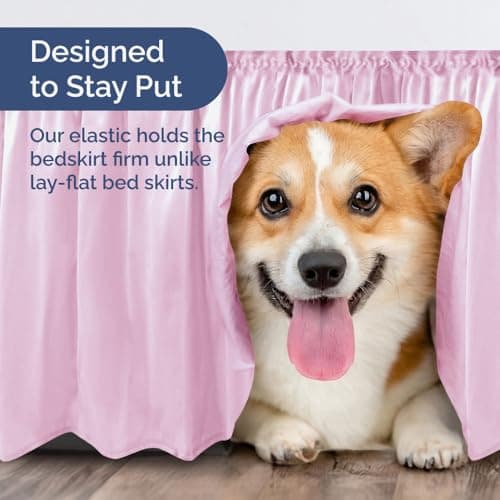 Wrap Around Dust Ruffle Bed Skirt - Light Pink - for Queen Size Beds with 24 Inch Drop - Elastic Strap - Adjustable Pleated Bedskirt with Brushed Fabric and Wrinkle Free - For Women, Men, Kids & Teens 7