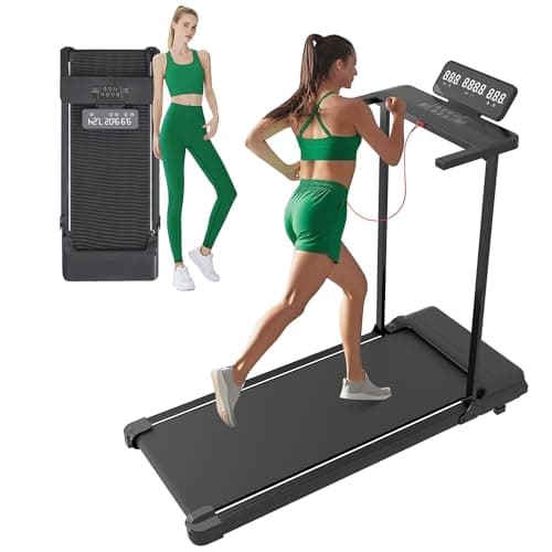 Walking Pad with Handle Bar, Folding Treadmill with Handles for Home Small Spaces, Compact Walking Pad Treadmill with Handle, 3.5HP Electric Portable Treadmills for Home, 400LBS Capacity