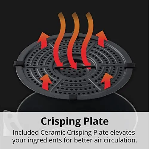 Aria Air Fryers 2Qt Retro Style Ceramic Build, Small Compact Size Airfryer, Easy Clean & Dishwasher Safe, Ceramic Nonstick Teflon Free Small Convection, Black/Stainless Trim & Basket Handle 6