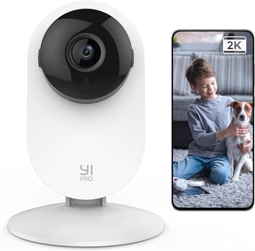 YI 2K 3MP Home Security Camera, Indoor Camera with Person, Vehicle, Animal Detection, Phone App for Baby, Pet, Dog, Monitoring, Compatible with Alexa and Google Assistance