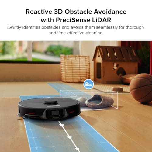 roborock S8 Max Ultra Robot Vacuum and Mop, All-in-One Dock, PreciSense LiDAR Navigation, Smart Dirt Detection, Self-Emptying, 8000Pa Suction for Various Floors, 20mm Auto Lifting for Carpet, Black 5