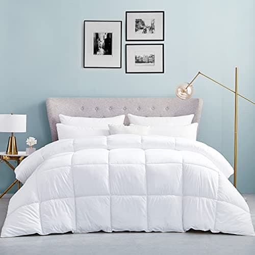 Luxurious King/California King (Cal King) Hard-to-FIND 90 Oz Fill Weight Goose Down Alternative Comforter, 600 Thread Count 100% Egyptian Cotton Cover, 750 Fill Power, Solid White Color