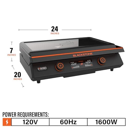 Blackstone 22-Inch Electric Griddle - 1600W Non Stick Ceramic Titanium Coated Stainless Steel Tabletop Griddle with EZ-Touch Control Dial, LCD Display, Patented Rotate & Remove Glass Hood - 8001 7