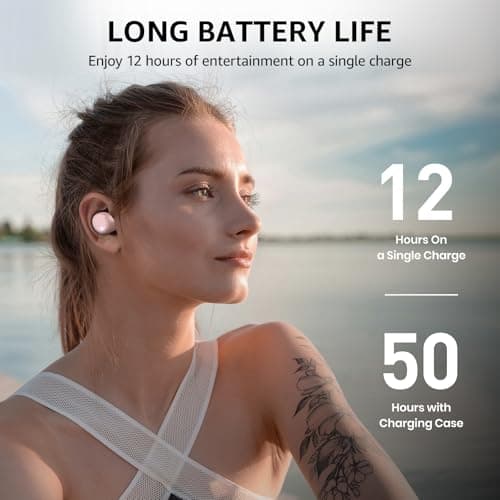 TOZO T6 Wireless Earbuds, Bluetooth 5.3 Ear Buds, Stereo Sound in Ear Headphones, 50 Hours Playtime, Wireless Charging Case, APP Customizable EQs, IPX8 Waterproof Earphones 8