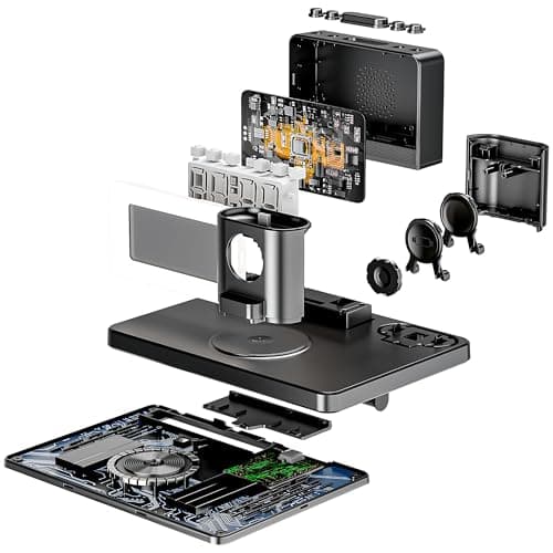 YEAPOWER Wireless Fast Charging Station - 7 in 1 Alarm Clock with Wireless Charger Stand - Charging Dock for Apple,for Samsung Galaxy Multiple Devices - for iPhone Watch,for Airpods (Black) 9