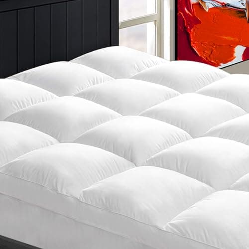 Mattress Topper Full for Back Pain, Extra Thick Mattress Pad Cover, Plush Pillow Top, Deep Elastic Pocket, White, 54"X75"+20"