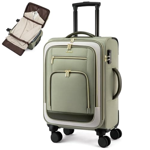 LOVEVOOK Carry on Luggage 22x14x9 Airline Approved with Garment Folder & Spinner Wheels, 22 Inch Large Rolling Carry-on Suitcase, Softside Lightweight Underseat Luggage for Women Travel Overnight, 49L