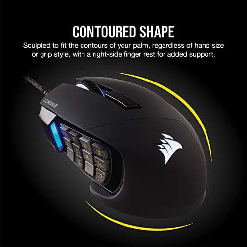 Corsair Scimitar RGB Elite Wired MOBA/MMO Gaming Mouse – 18,000 DPI – 17 Programmable Buttons – iCUE Compatible – PC, Mac, PS5, PS4, Xbox – Black 5