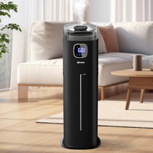 Akeshan Large Humidifier for Bedroom, 9L/2.5Gal Ultrasonic Cool Mist, Easy Clean with 350ML/H Large Mist Speed, Remote control, Quiet Tower, Suitable for Kids Room Plant Yoga Study Room Office (Black)