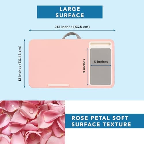 LAPGEAR Home Office Lap Desk with Device Ledge, Mouse Pad, and Phone Holder - Pink - Fits up to 15.6 Inch Laptops - Style No. 91584 5