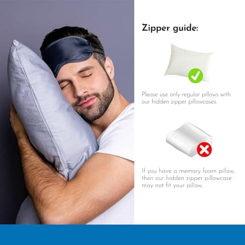 Vegan Silk Queen 100% Viscose Bamboo Pillowcase - 2-Pack, Cooling Zipper Pillow Covers for Hot Sleepers, Breathable 6