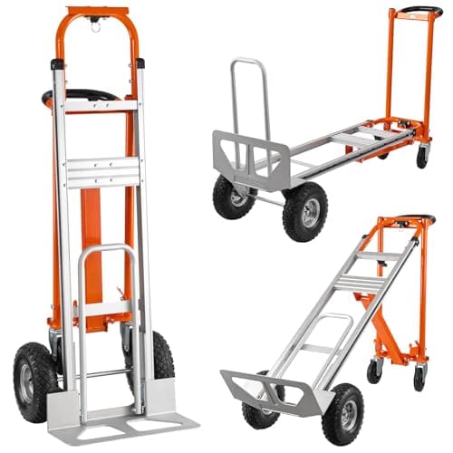 Hitgrand 3in1 Convertible Hand Truck, Aluminum Hand Trucks 880 lb Capacity, Utility Dolly Cart Converts from Hand Truck Dolly to Platform Cart 3 Positions for Transport & Moving with 10" Rubber Wheels