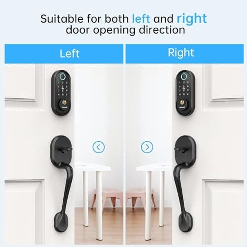 Smart Front Door Lock Set: SMONET Keyless Entry Door Lock Deadbolt with Handle Set Keypad Fingerprint Locks Alexa Electronic Digital Locksets with Bluetooth APP/IC Cards/Auto Lock, Matte Black 6