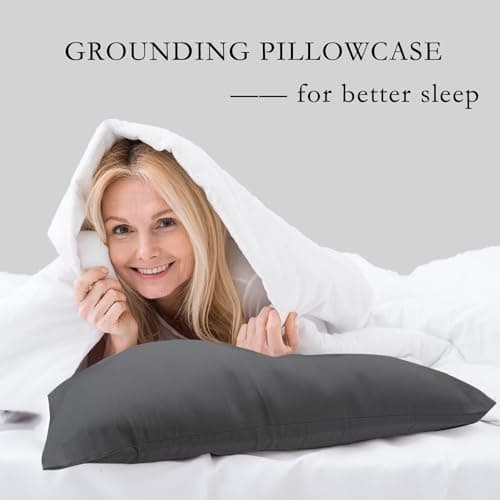 Grounding Pillowcases, 20x30 Inch,Grey Grounding Pillowcases with Grounding Cords,Soft Cotton Silver Fiber Grounding Pillow Case for Better Sleep (Pack of 2) 6