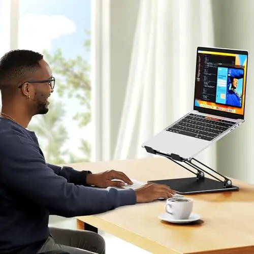 BESIGN LS10 Aluminum Laptop Stand, Ergonomic Adjustable Notebook Tablet Stand, Computer Holder Compatible with Air, Pro, Dell, HP, Lenovo More 10-14" Laptops, Black 7