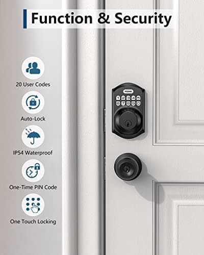 TEEHO TE001 Keyless Entry Door Lock with Keypad - Smart Deadbolt Lock for Front Door with 2 Keys - Auto Lock - Easy Installation - Matte Black 5