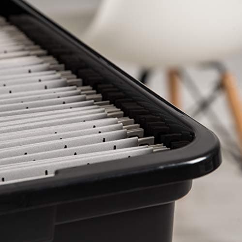 IRIS USA File Box, Plastic File Organizer with Lids for Letter/Legal File, Portable Document Box For Moving, Storage Bin with Durable and Secure Lid, Stackable Nestable BPA-Free, Black 35 Qt. 1 Pack 7