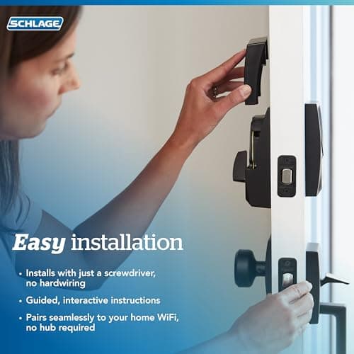 Schlage Encode Smart Wi-Fi Deadbolt Lock with Touchscreen Keypad, Keyless Front Door Entry, App Control, Alexa, Google Home and Airbnb Compatible, Satin Nickel, BE489WB CEN 619 8