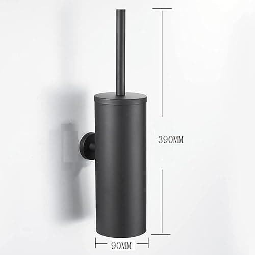 Stylish Matte Black Toilet Brush and Holder - Wall Mountable or Freestanding with Lid and Replaceable Brush Head 6