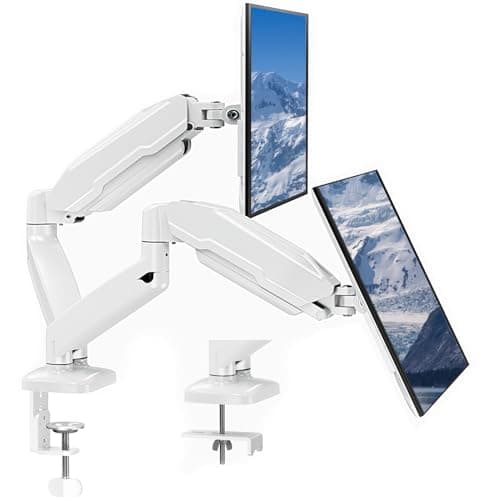 MOUNT PRO Dual Monitor Mount Fits 13 to 32 Inch Screen, Height Adjustable Monitor Stand for 2 Monitors, Full Motion Display Arm Holds up to 17. 6lbs Each, Computer Desk VESA Mount, White