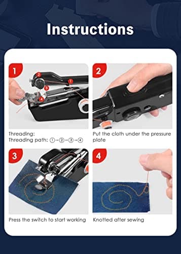 GUSSLM Mini Handheld Sewing Machine for Quick Stitching, Portable Sewing Machine Suitable for Home,Travel and DIY, Electric for Beginners 4