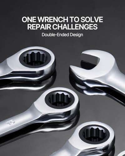 VEVOR Combination Wrench Set, 30-Piece Ratcheting Wrench Set with Organizer Rack, Cr-V Steel Wrench Set SAE 1/4" to 1", Metric 8 mm to 24 mm, Ideal for General Household, Garage, Workshop, Emergency 5