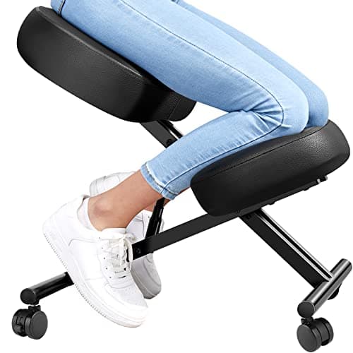 Ergonomic Kneeling Chair, Height Adjustable Office Chair with an Angled Seat and Casters for Home, Meditation Chair