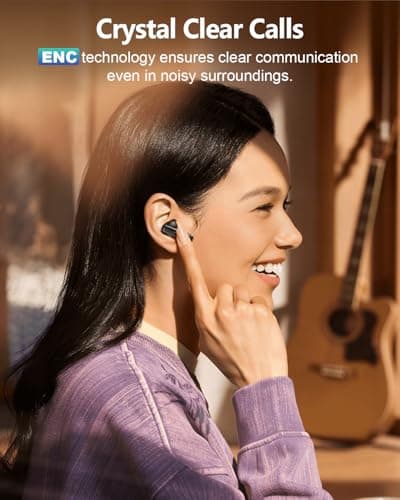 Wireless Earbuds Bluetooth Headphones, Ear Buds with Touch Screen, ANC ENC Noise Cancelling Transparency Mode, 40H Stereo Deep Bass, IPX7 Waterproof, Clear Calls, 5 EQ for iOS Android (Black) 6