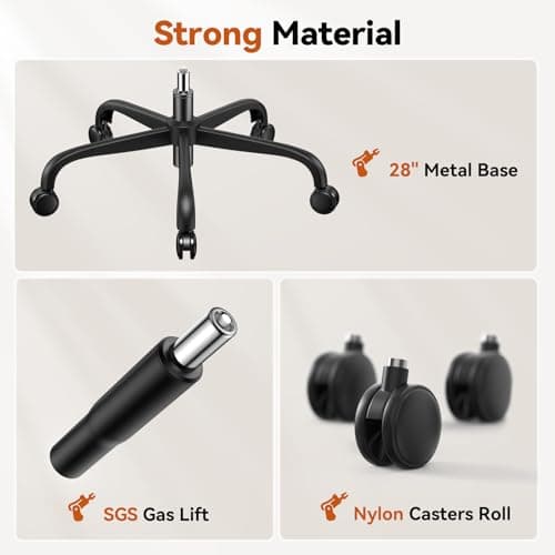 Ergonomic Office Chair 350lbs Capacity, 3.9-inche Cushion and Tall Back Breathable Mesh, Comfortable Swivel Adjustable Lumbar Support 8