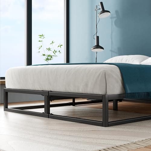Zinus Joseph 10 Inch Platform Bed Frame, Wood Slat Support, No Box Spring Needed, Eco Friendly WonderBox(TM) Packaging, Easy Assembly, Black, Queen 10