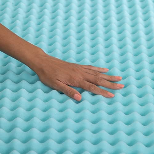 Beautyrest Cool Wave Convoluted Pressure-Relieving Memory Foam Mattress Topper, King, 2-Inch, Blue 6