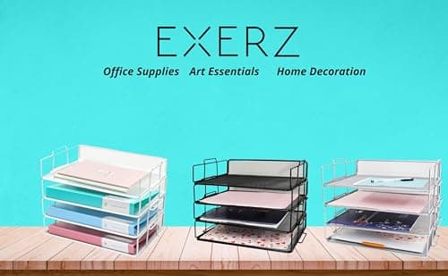 Exerz Letter Trays 4pcs Black Paper Sorters Stackable, 4 Tiers File Trays, Desk Organizer - Metal 6