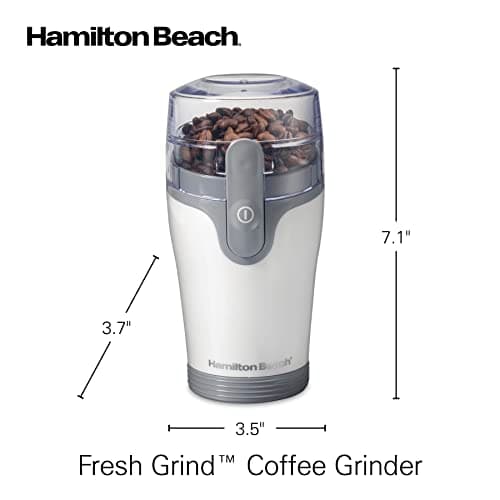 Hamilton Beach Fresh Grind Electric Coffee Grinder for Beans, Spices and More, Stainless Steel Blades, Removable Chamber, Makes up to 12 Cups, White 8