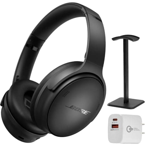 Bose QuietComfort Bluetooth Headphones, Wireless Headphones with Active Over Ear Noise Cancelling and Mic, + Green Extreme 20W 2-Port Wall Charger (Black)