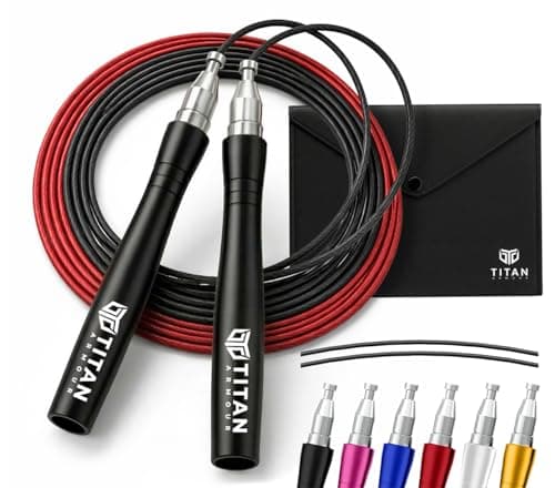 Titan Armour® Speed Rope - Professional Self-Locking & Adjustable, Adult Speed Jump Ropes for Fitness | 2 x Steel Ropes, Cable Protector & Travel Case | Jump Rope Crossfit, Boxing, Fitness MMA for Men & Women