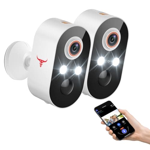 HotFun Security Camera Wireless Outdoor, 1080P Battery Power WiFi Surveillance, Indoor Home Cameras with Smart AI Human Detection, Color Night Vision, Cloud Storage, Live View (2 Pack)