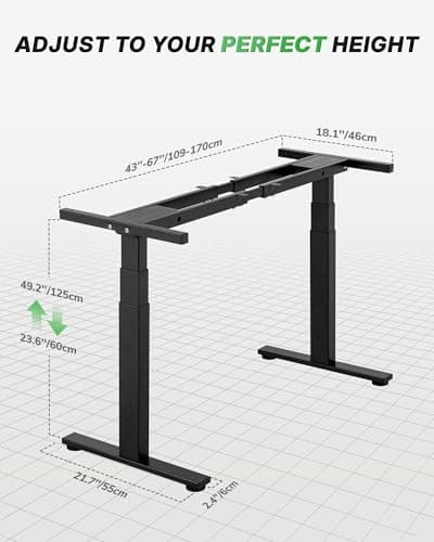 TOPSKY Dual Motor 3-Stage Standing Desk Frame, Electric Height Adjustable Sit Stand Desk Legs for DIY Table Tops up to 80” x 31.5”, 300 lb Heavy Duty Capacity with Memory Controller, Black Frame Only 9